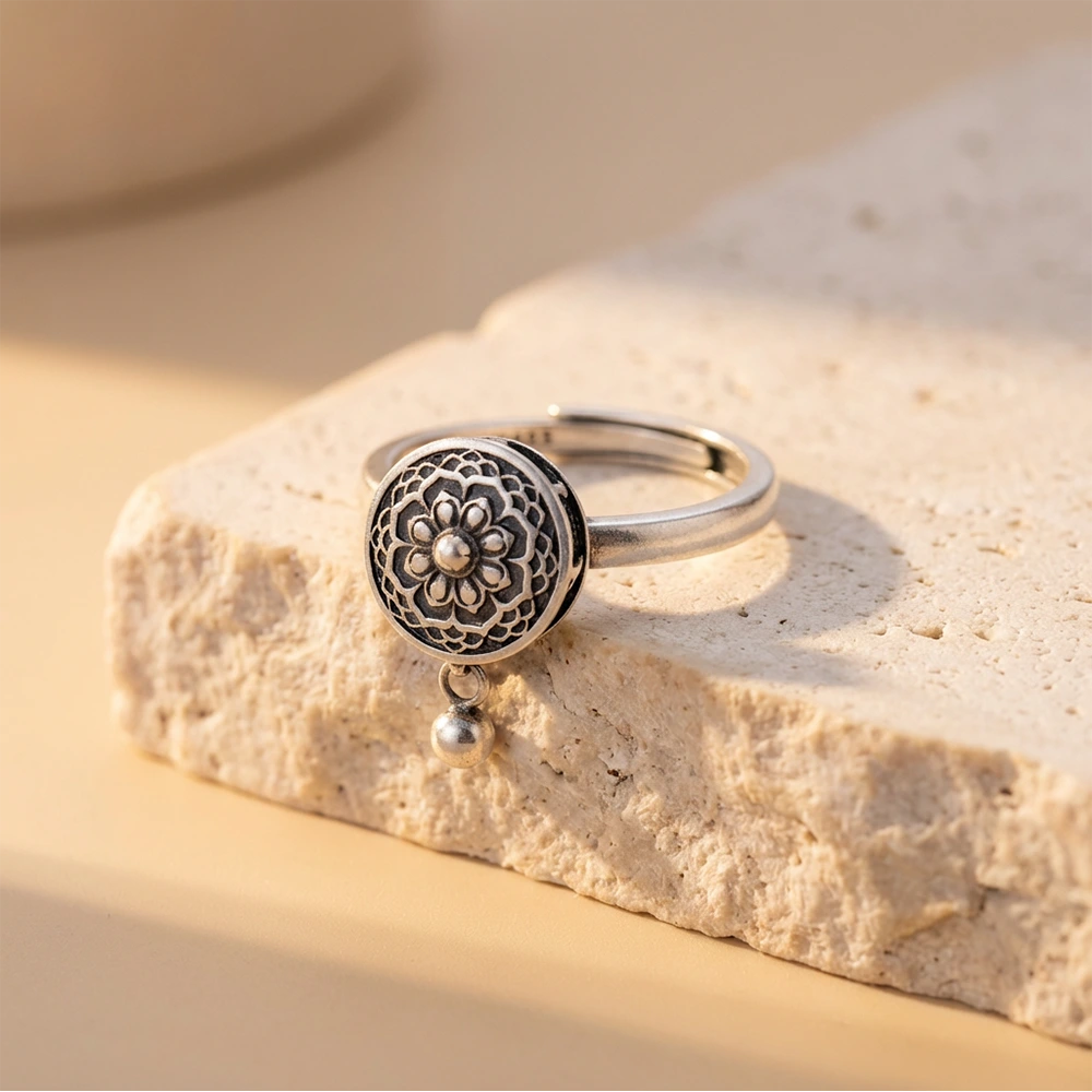 Lucky Buddhist Prayer Wheel Ring