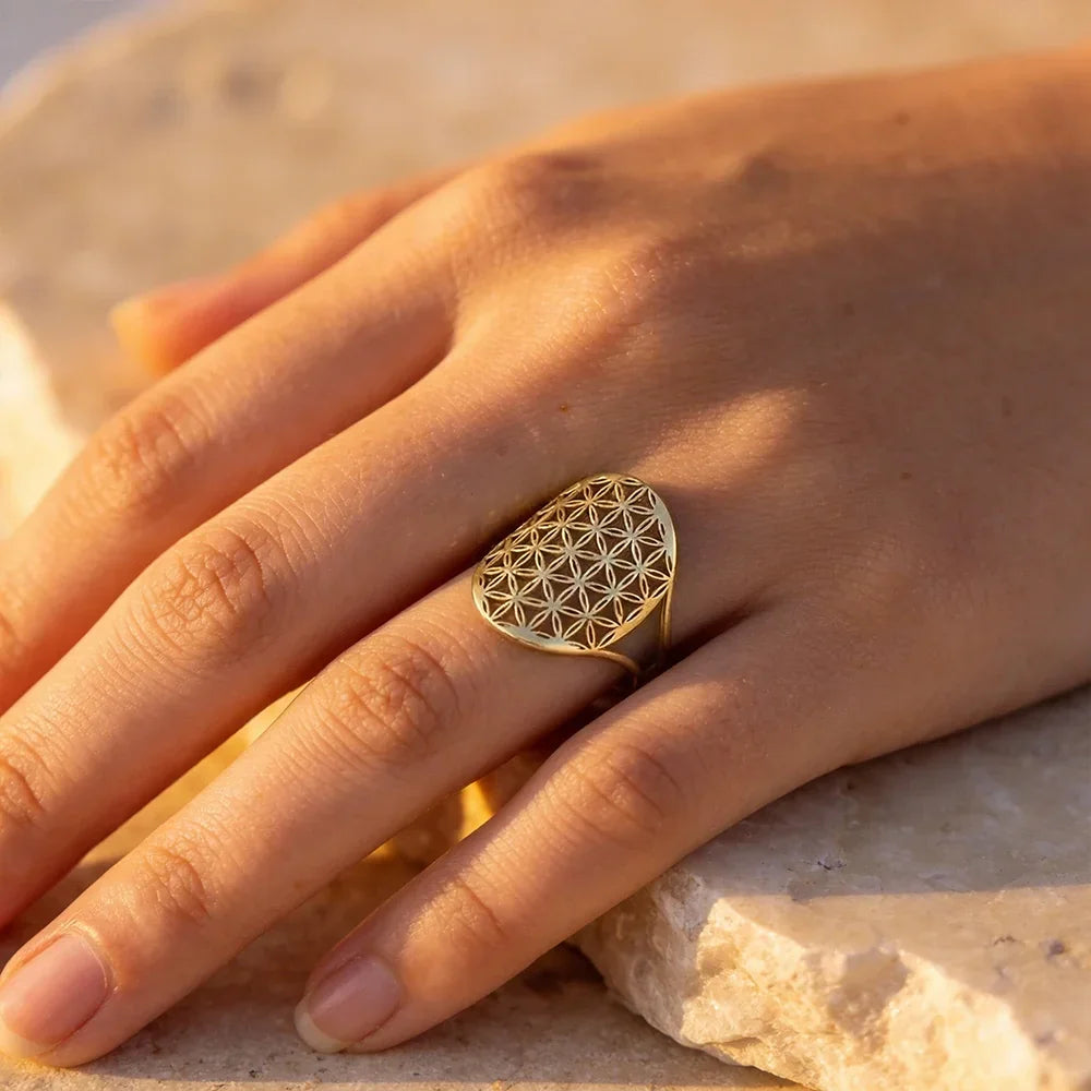 Harmonic Flow Flower of Life Ring