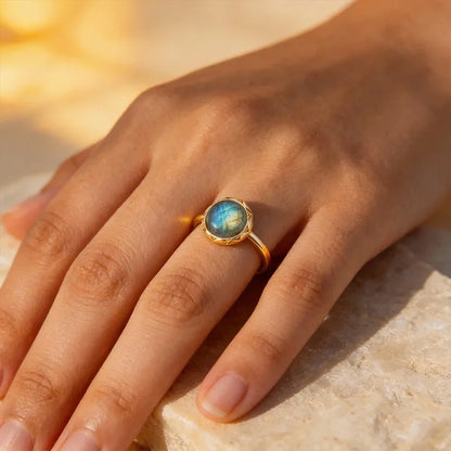 Golden Aura Labradorite Ring