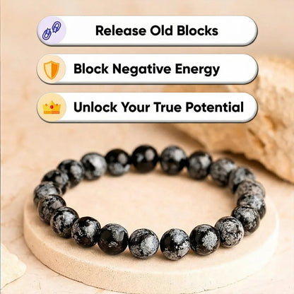 Break the Cycle Snowflake Obsidian Bracelet