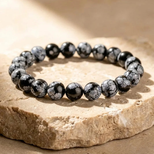 Break the Cycle Snowflake Obsidian Bracelet