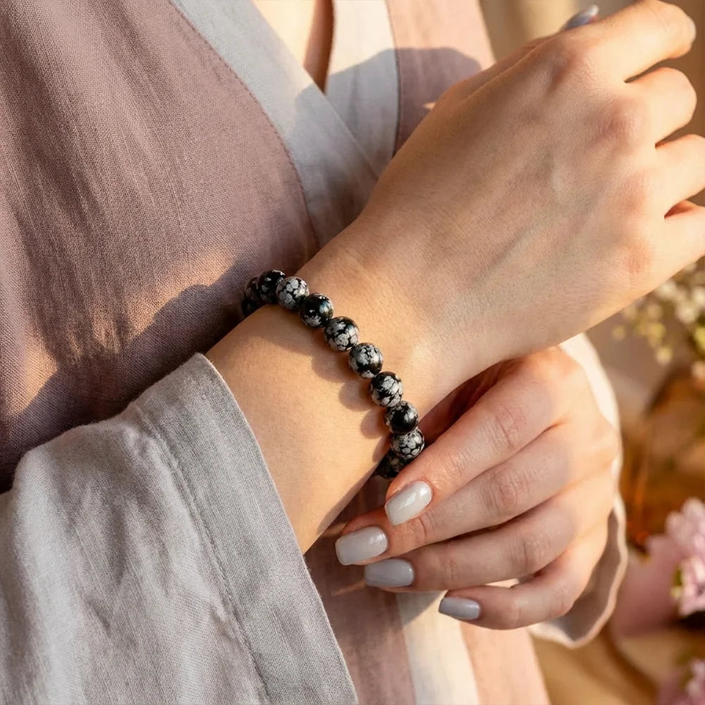 Break the Cycle Snowflake Obsidian Bracelet