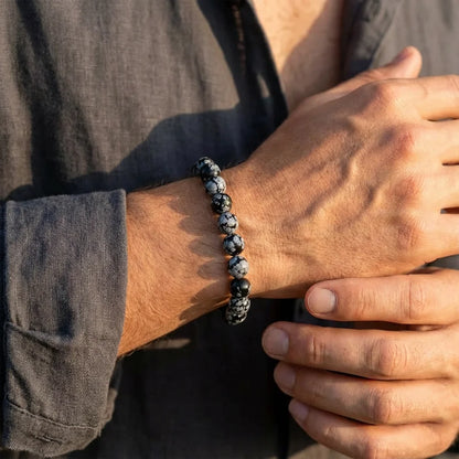 Break the Cycle Snowflake Obsidian Bracelet