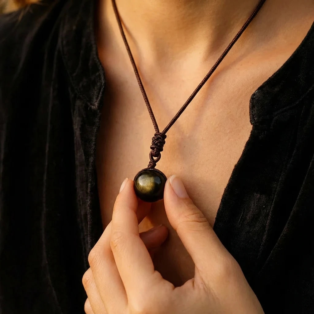 Heavenly Eye Obsidian Sphere Pendant