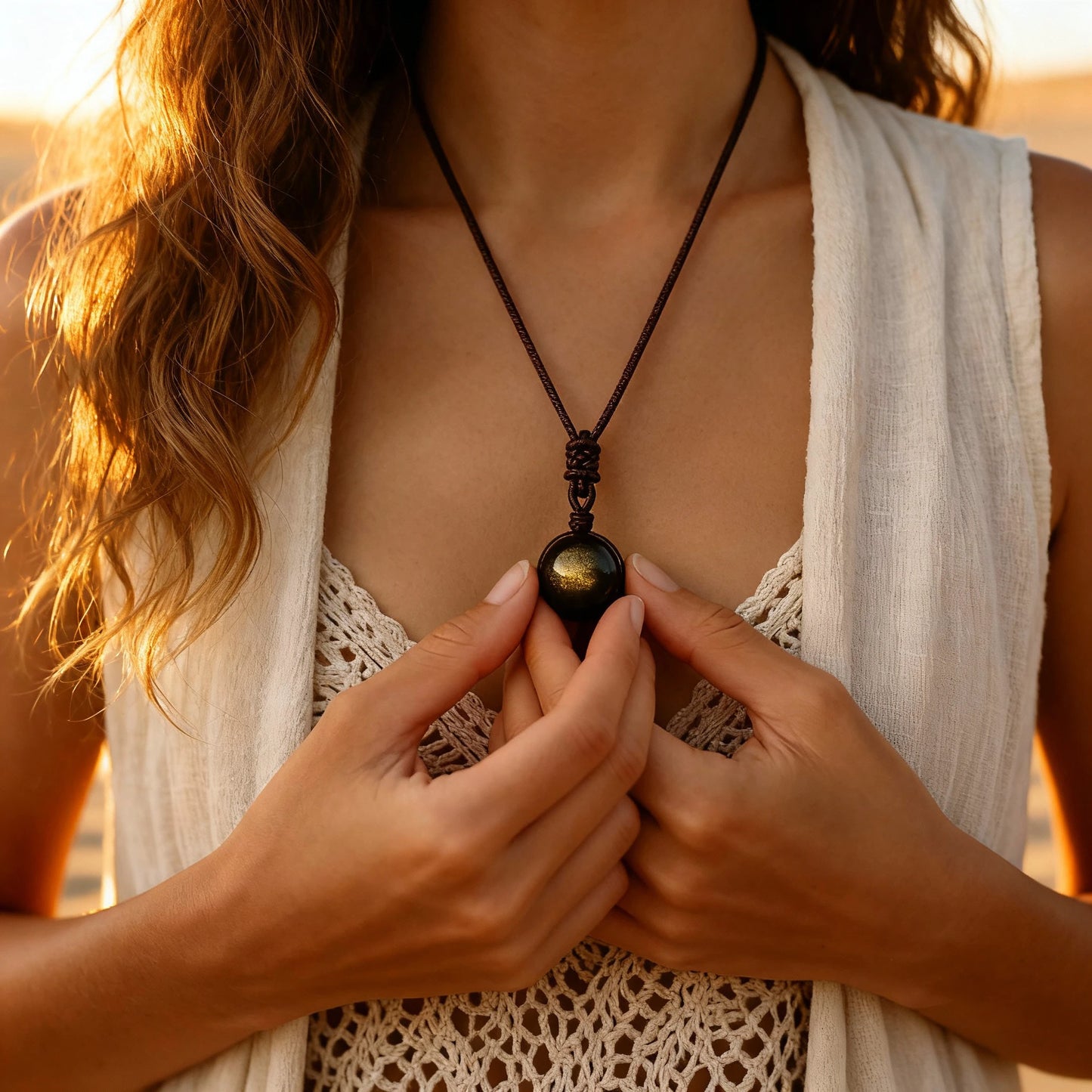 Heavenly Eye Obsidian Sphere Pendant