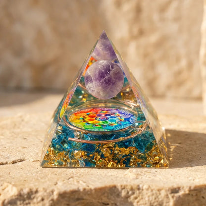 Rainbow Chakra Reset Orgonite Pyramid