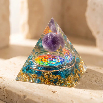 Rainbow Chakra Reset Orgonite Pyramid